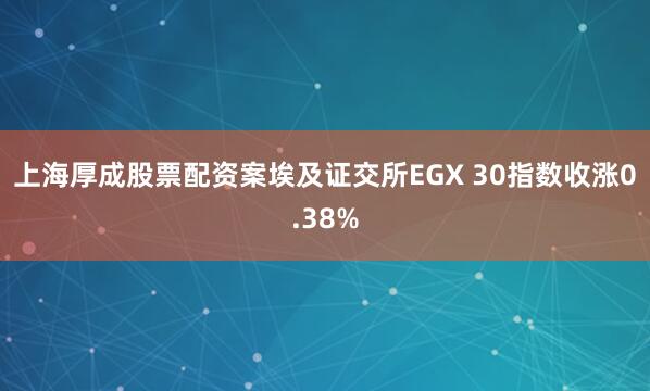 上海厚成股票配资案埃及证交所EGX 30指数收涨0.38%